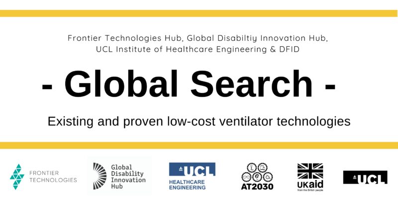 Frontier Technologies Hub, Global Disability Innovation Hub, UCL Institute of Healthcare Engineering & DFID Global Search for existing and proven low-cost ventilator technologies Cover Image