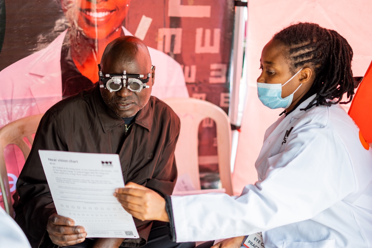 A participant in Kenya undergoing an eye  test Cover Image