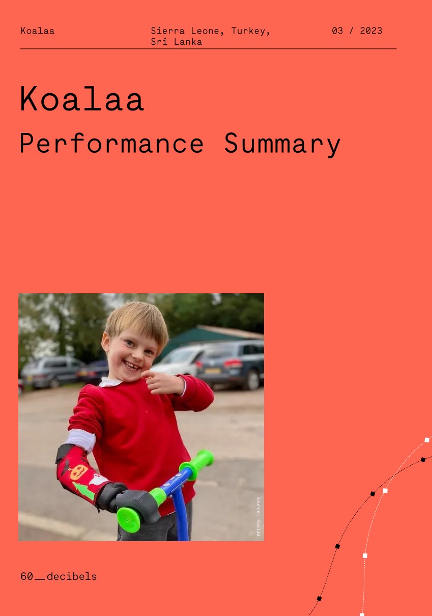 Front cover of report, with a young boy using a soft prosthetic Cover Image