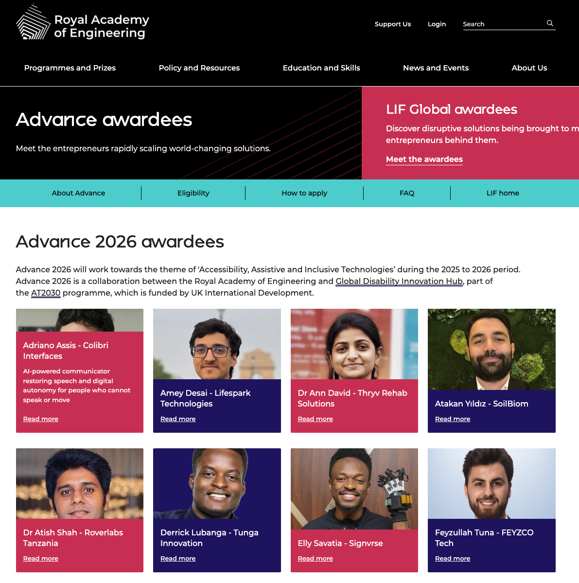 2026 Advance awardees Cover Image