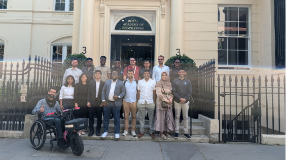 A group phtoto f the team outside the Royal acadey of engineering offices