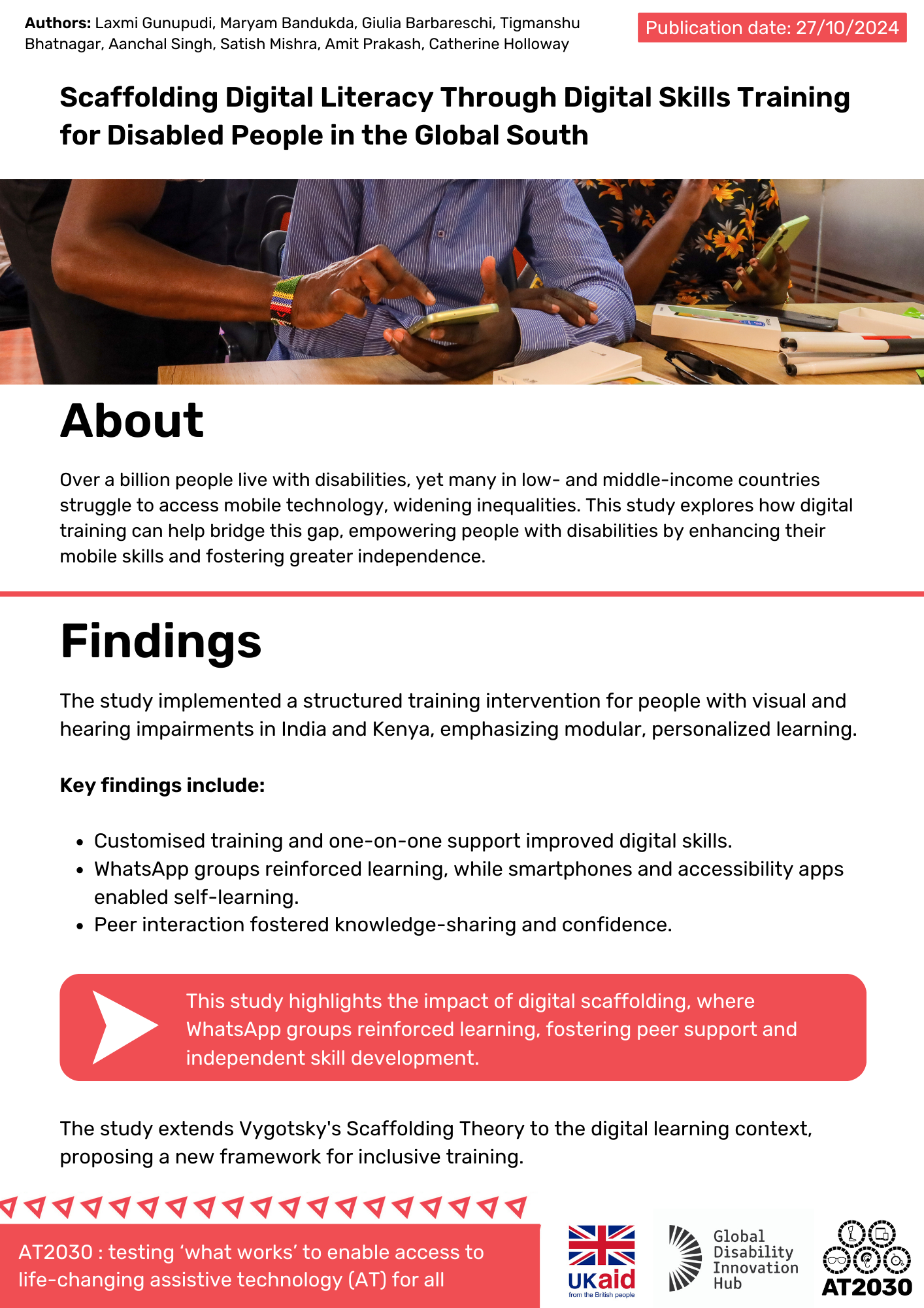 Scaffolding Digital Literacy Through Digital Skills Training for Disabled People in the Global South - visual version of research summary Cover Image